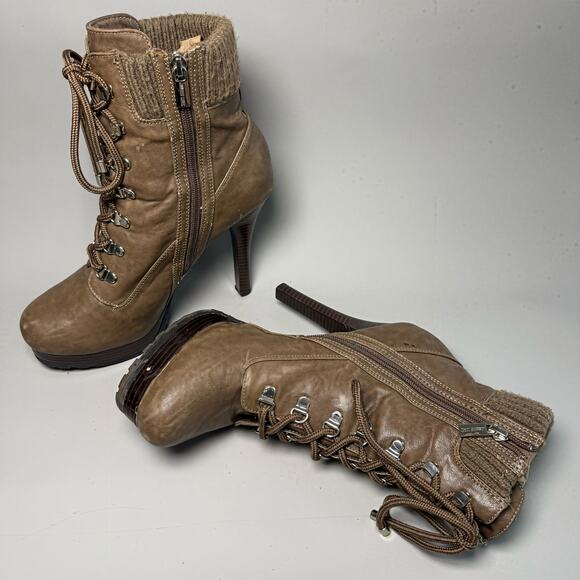 Jennifer Lopez Moritz Taupe Laceup Bootie Size 8.5 - Picture 6 of 8